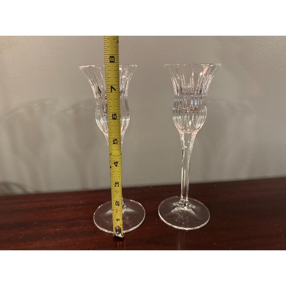 Mikasa Icicles Crystal Candle Holders 7.75" Pair Made In Germany Elegant Holiday - Picture 7 of 8